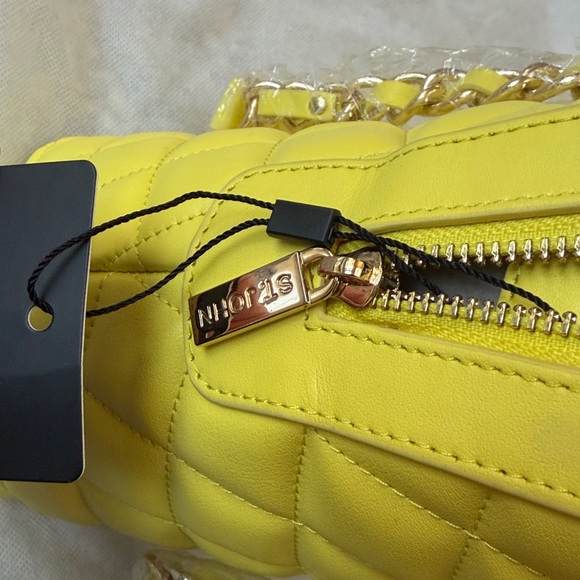 NWT St. John leather Yellow Quilted Shoulder Bag - Picture 9 of 10